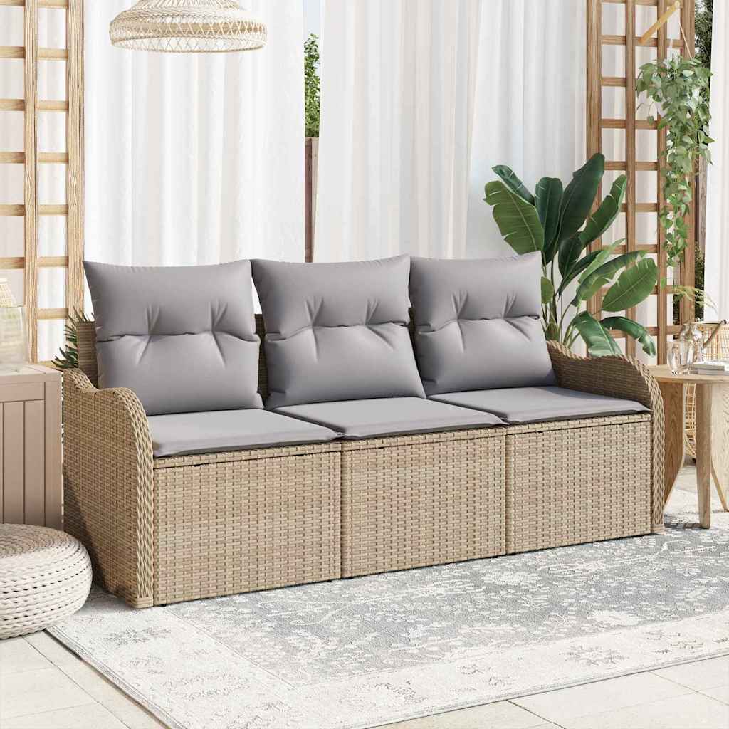 Tuin Sofa Set Met Kussen Met Opslag 3 Pcs Poly Riet