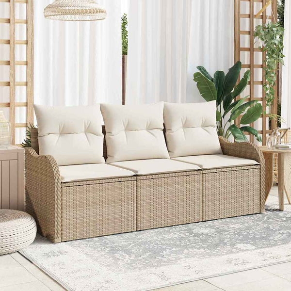 Tuin Sofa Set Met Kussen Met Opslag 3 Pcs Poly Riet