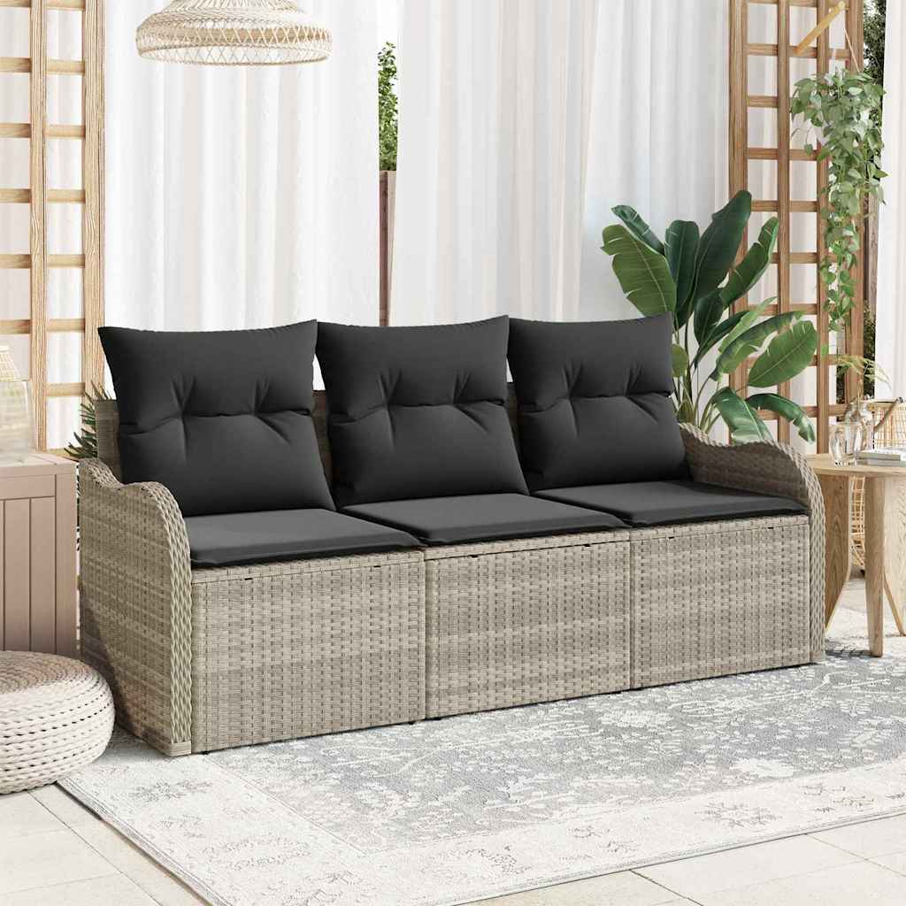 Tuin Sofa Set Met Kussen Met Opslag 3 Pcs Poly Riet