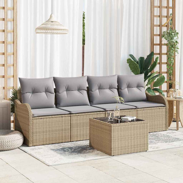 Tuin Sofa Set Met Kussen 5 Pcs En Crème 55 X 55 X 37 Cm
