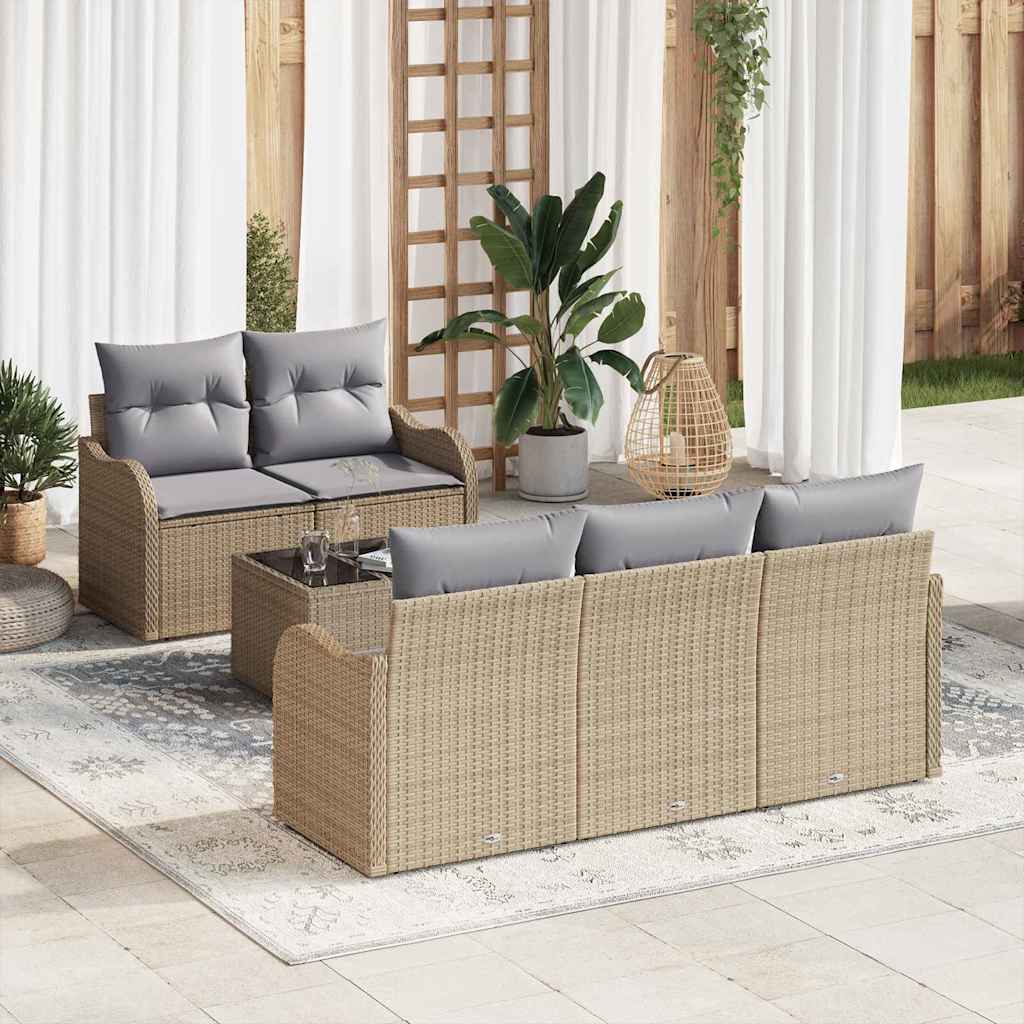 Tuin Sofa Set Met Kussen 6 Pcs En Crème 55 X 55 X 37 Cm