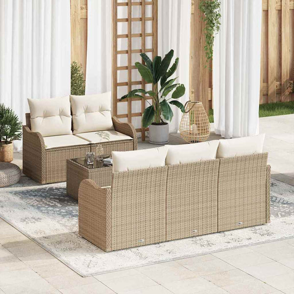 Tuin Sofa Set Met Kussen 6 Pcs En Crème 55 X 55 X 37 Cm