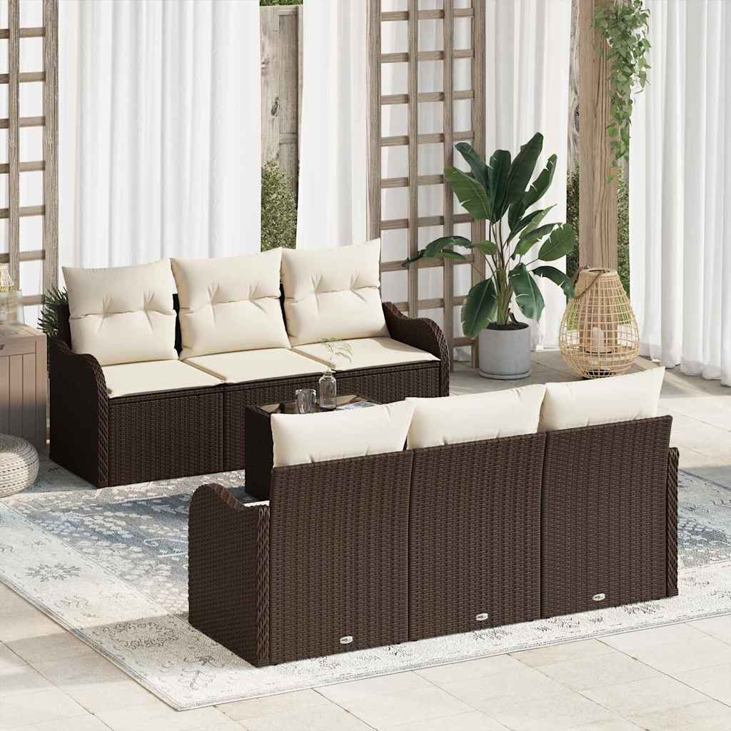 Tuin Sofa Set Met Kussen 7 Pcs En Crème 55 X 55 X 37 Cm