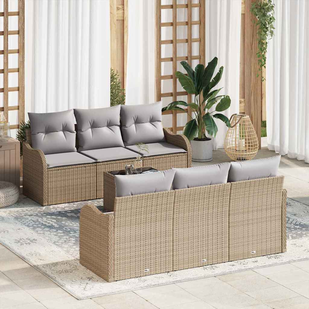 Tuin Sofa Set Met Kussen 7 Pcs En Crème 55 X 55 X 37 Cm