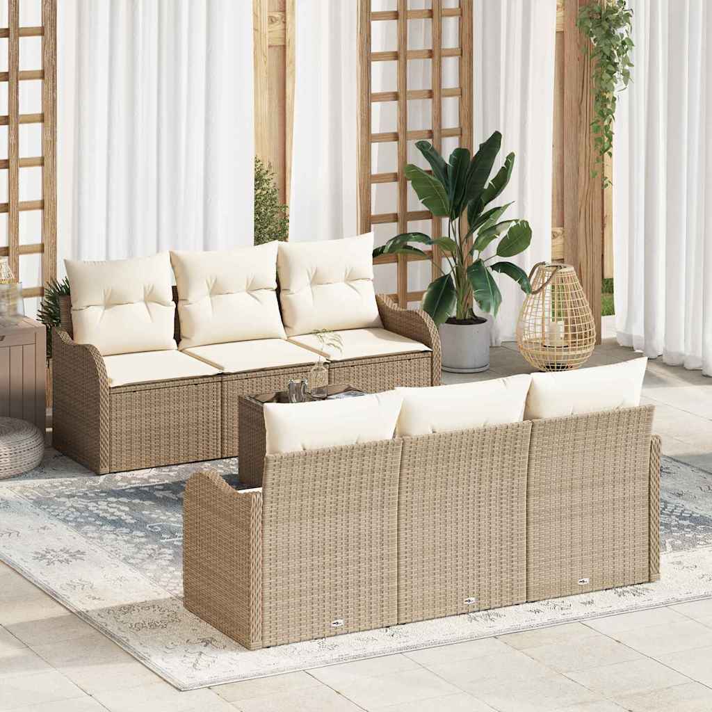 Tuin Sofa Set Met Kussen 7 Pcs En Crème 55 X 55 X 37 Cm