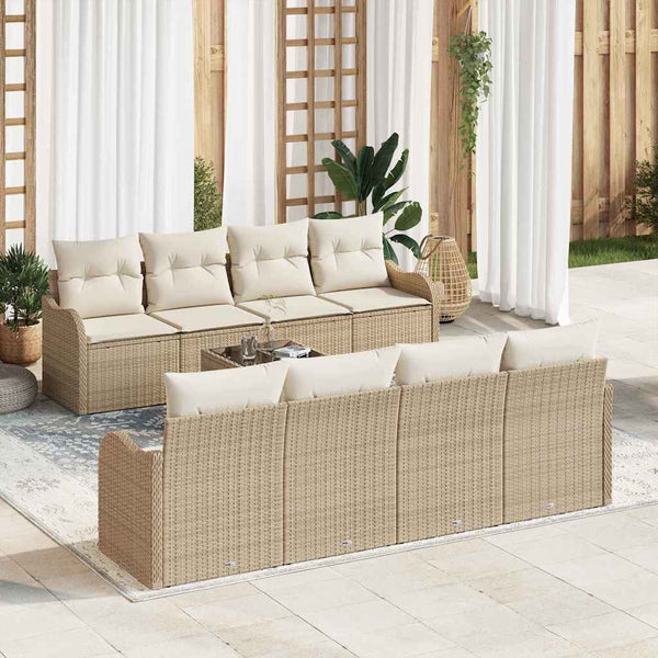 Tuin Sofa Set Met Kussen 9 Pcs En Crème 55 X 55 X 37 Cm