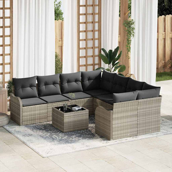 Tuin Sofa Set Met Kussen 9 Pcs En Crème 55 X 55 X 37 Cm