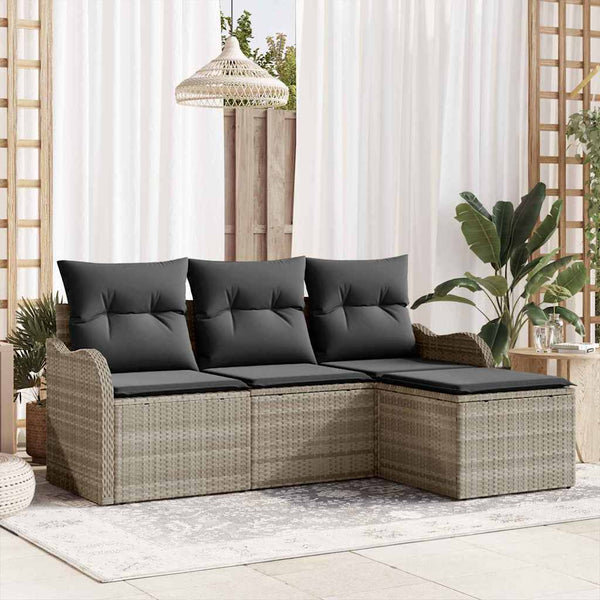 Tuin Sofa Set Met Kussen Met Opslag 4 Pcs Poly Riet