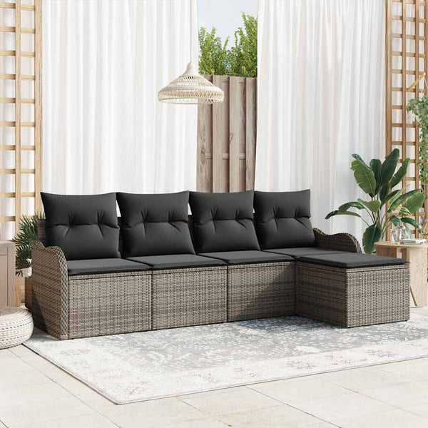 Tuin Sofa Set Met Kussen Met Opslag 5 Pcs Poly Riet