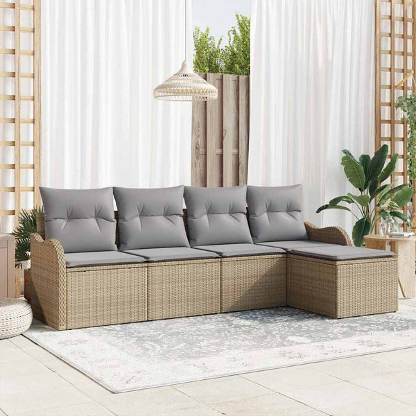 Tuin Sofa Set Met Kussen Met Opslag 5 Pcs Poly Riet