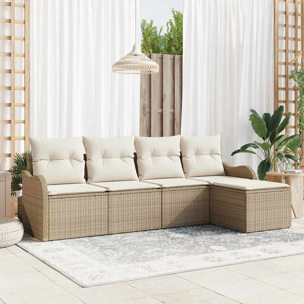 Tuin Sofa Set Met Kussen Met Opslag 5 Pcs Poly Riet