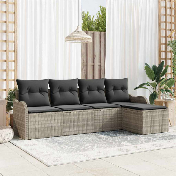 Tuin Sofa Set Met Kussen Met Opslag 5 Pcs Poly Riet