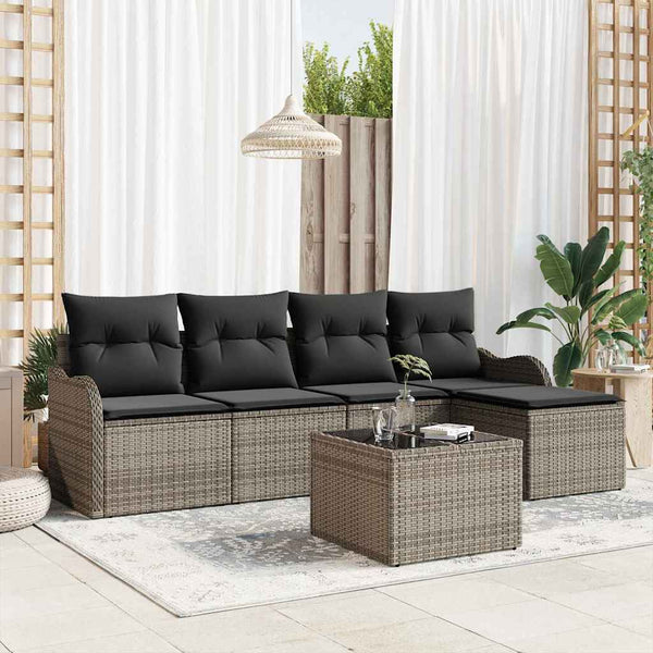 Tuin Sofa Set Met Kussen Met Opslag 5 Pcs Poly Riet