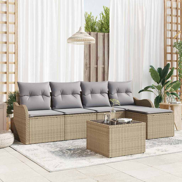 Tuin Sofa Set Met Kussen Met Opslag 5 Pcs Poly Riet