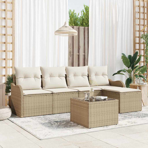 Tuin Sofa Set Met Kussen Met Opslag 5 Pcs Poly Riet