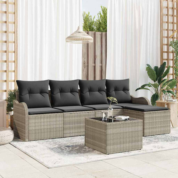 Tuin Sofa Set Met Kussen Met Opslag 5 Pcs Poly Riet