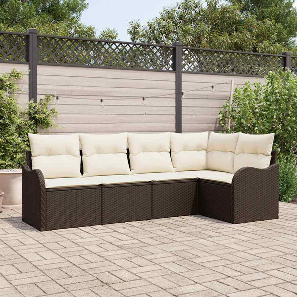 Tuin Sofa Set Met Kussen Met Opslag 5 Pcs Poly Riet