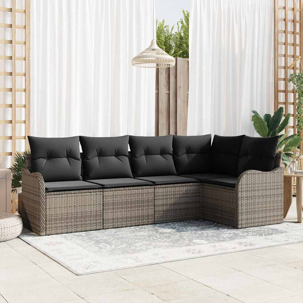 Tuin Sofa Set Met Kussen Met Opslag 5 Pcs Poly Riet