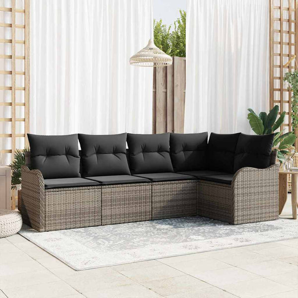Tuin Sofa Set Met Kussen Met Opslag 5 Pcs Poly Riet