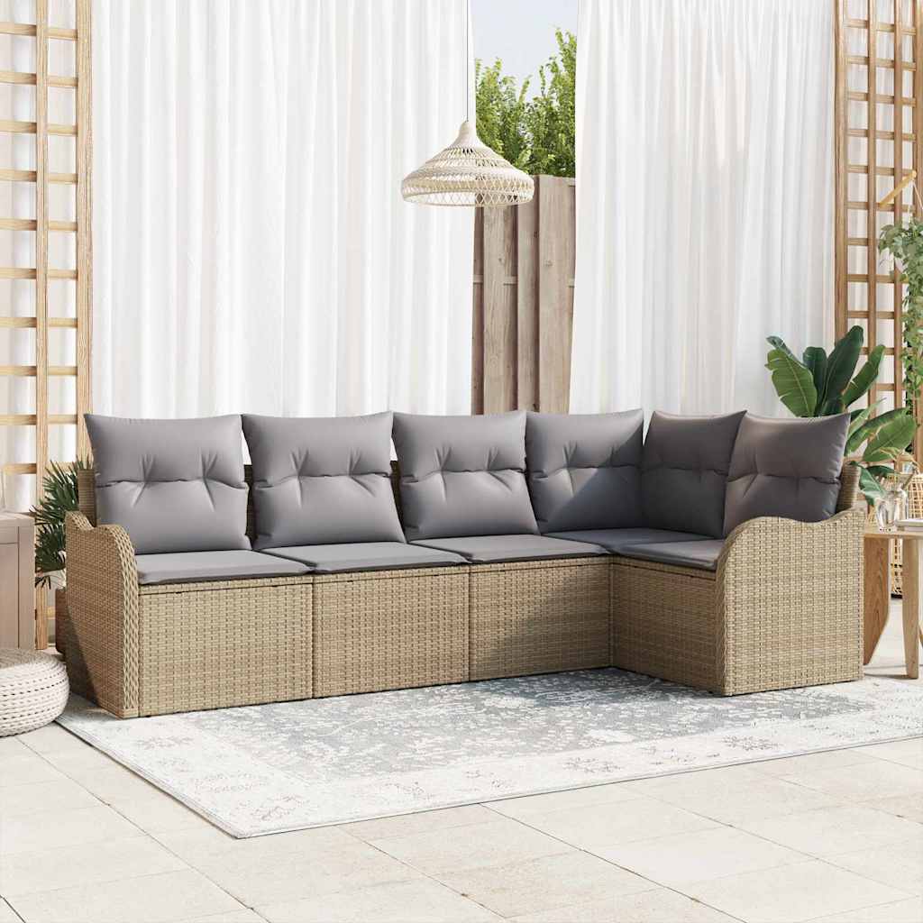 Tuin Sofa Set Met Kussen Met Opslag 5 Pcs Poly Riet