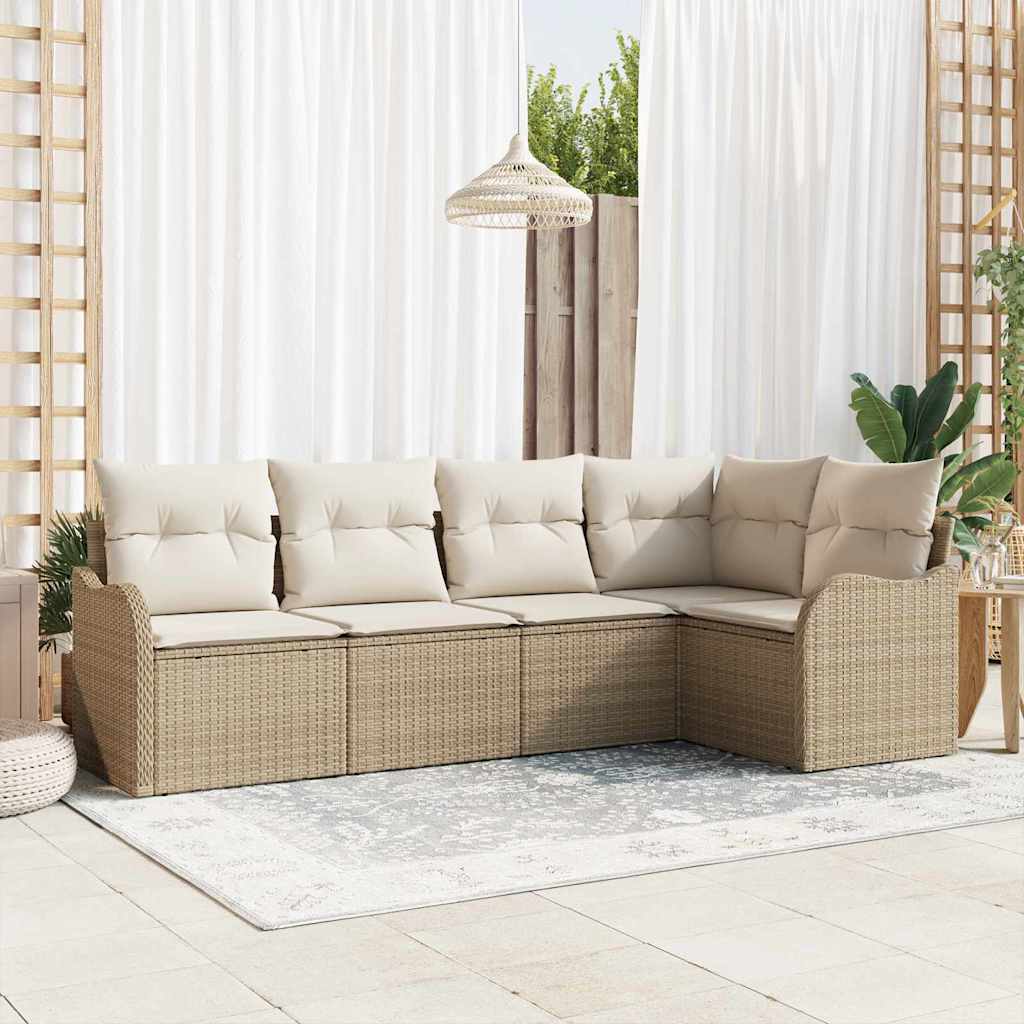 Tuin Sofa Set Met Kussen Met Opslag 5 Pcs Poly Riet