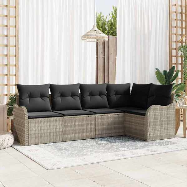 Tuin Sofa Set Met Kussen Met Opslag 5 Pcs Poly Riet