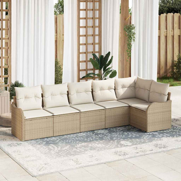 Tuin Sofa Set Met Kussen Met Opslag 6 Pcs Poly Riet