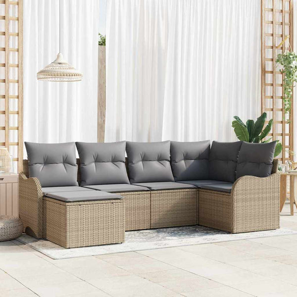 Tuin Sofa Set Met Kussen 6 Pcs Poly Riet