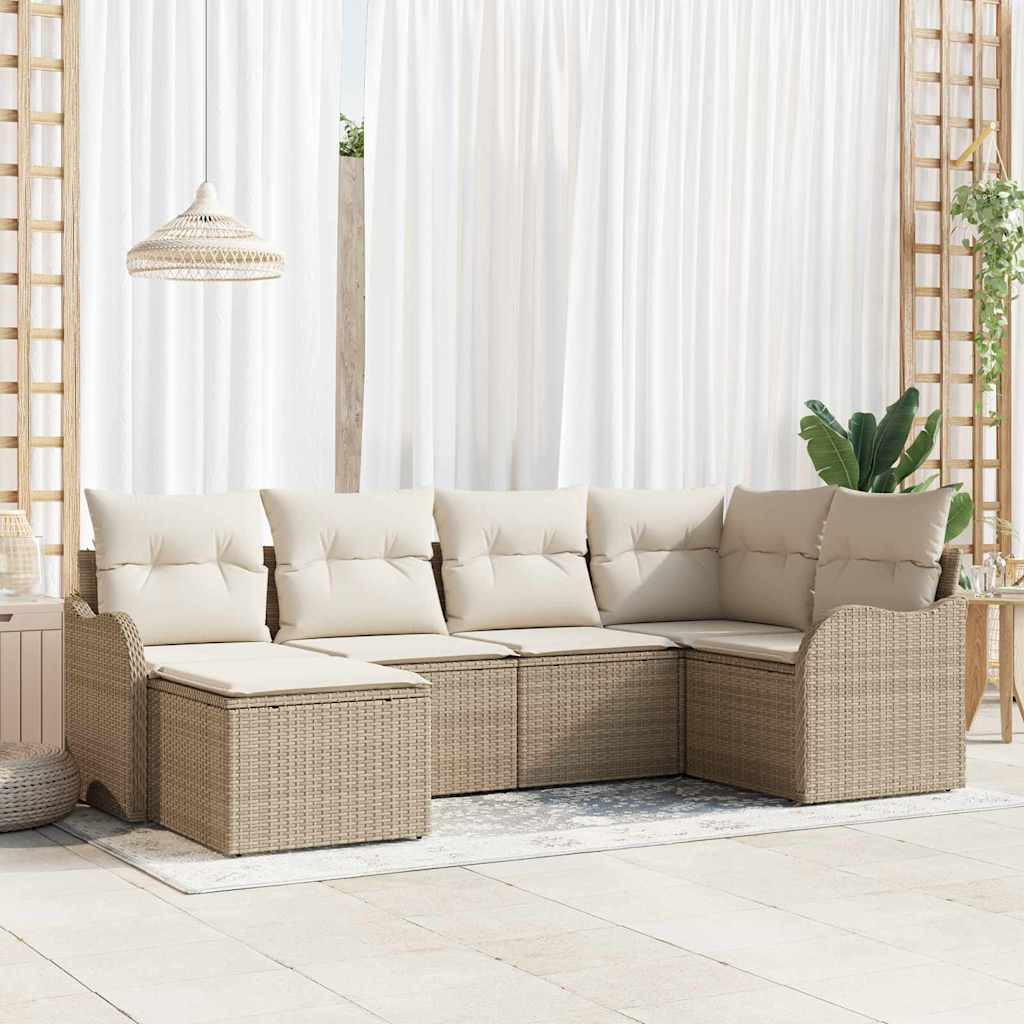 Tuin Sofa Set Met Kussen 6 Pcs Poly Riet