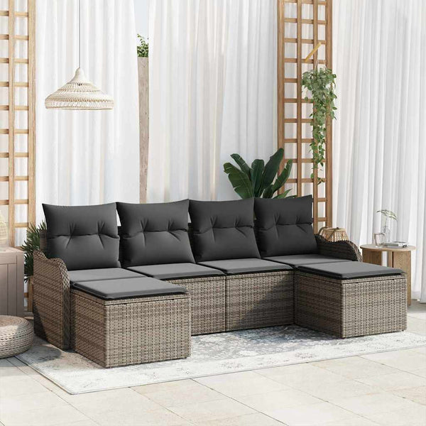 Tuin Sofa Set Met Kussen 6 Pcs Poly Riet