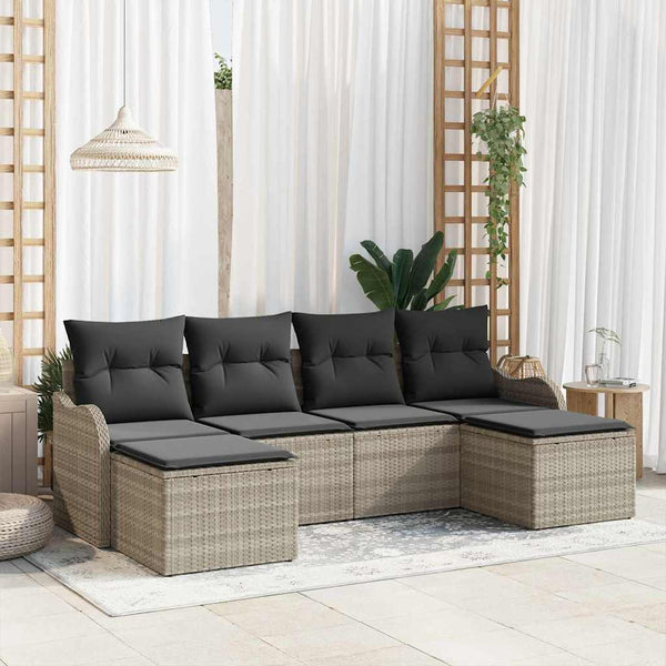 Tuin Sofa Set Met Kussen 6 Pcs Poly Riet