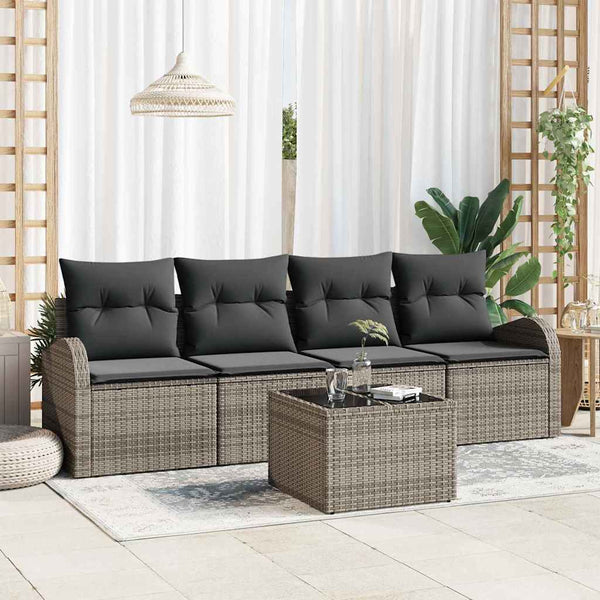 Tuin Sofa Set Met Kussen 5 Pcs En Grijs 55 X 55 X 37 Cm