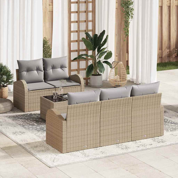Tuin Sofa Set Met Kussen 6 Pcs En Crème 55 X 55 X 37 Cm