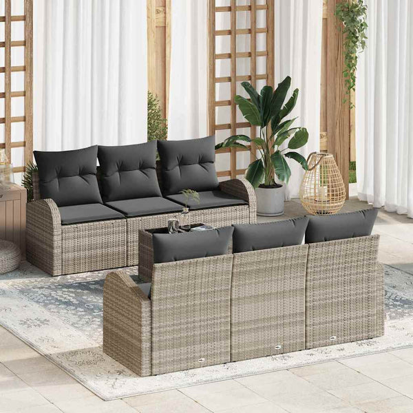 Tuin Sofa Set Met Kussen 7 Pcs En Grijs 55 X 55 X 37 Cm