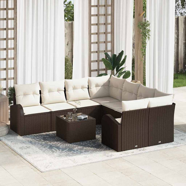 Tuin Sofa Set Met Kussen 9 Pcs En Crème 55 X 55 X 37 Cm