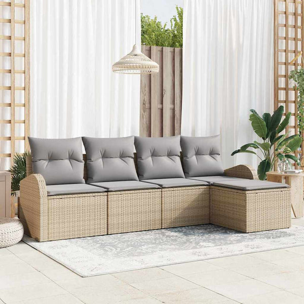Tuin Sofa Set Met Kussen 5 Pcs Poly Riet