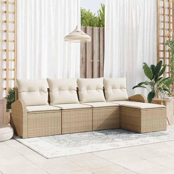 Tuin Sofa Set Met Kussen 5 Pcs Poly Riet