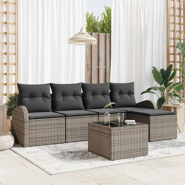Tuin Sofa Set Met Kussen 5 Pcs Poly Riet