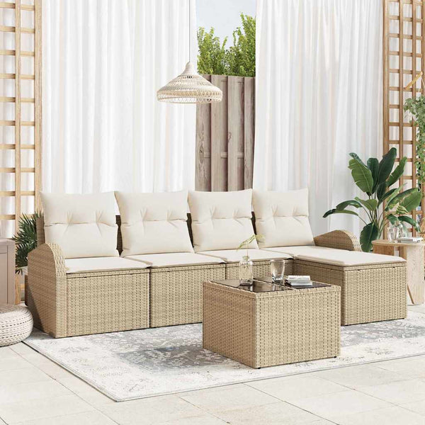Tuin Sofa Set Met Kussen 5 Pcs Poly Riet