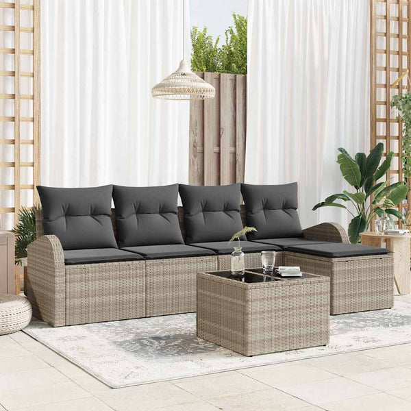 Tuin Sofa Set Met Kussen 5 Pcs Poly Riet