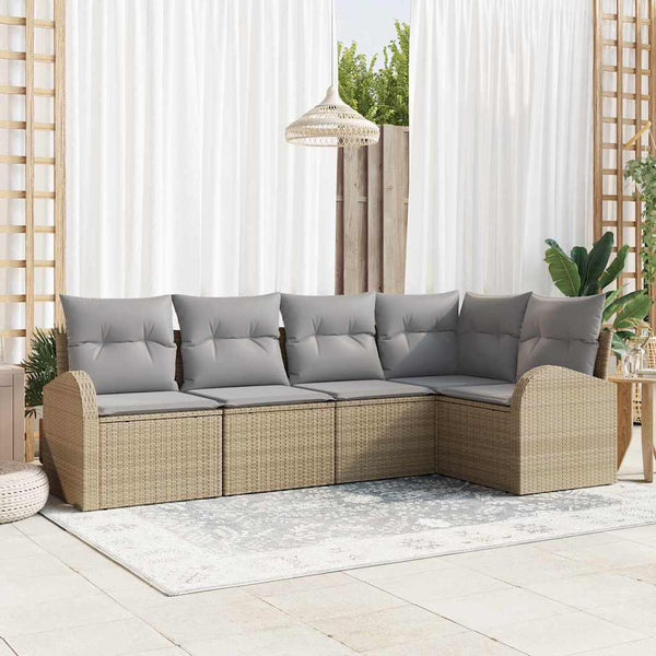 Tuin Sofa Set Met Kussen 5 Pcs Poly Riet