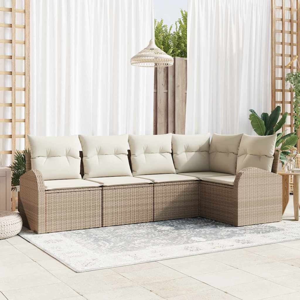 Tuin Sofa Set Met Kussen 5 Pcs Poly Riet