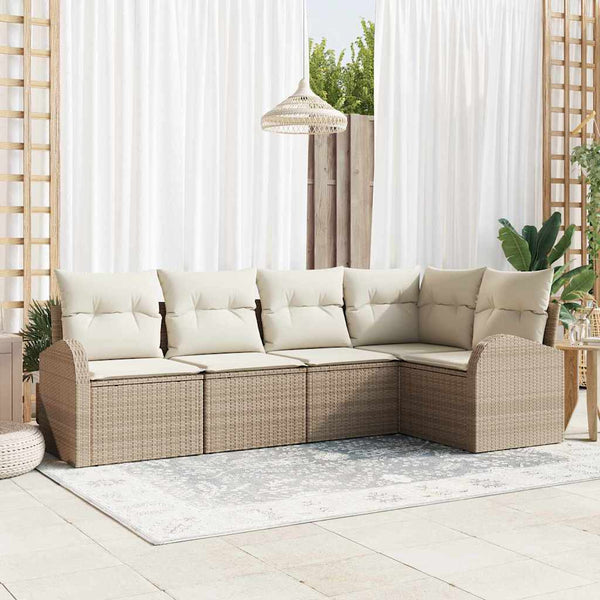 Tuin Sofa Set Met Kussen 5 Pcs Poly Riet