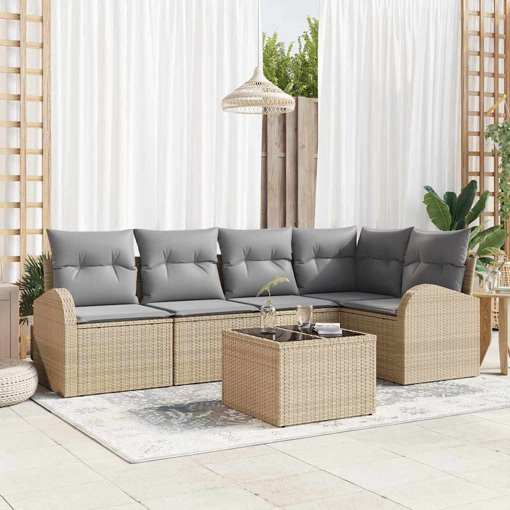 Tuin Sofa Set Met Kussen 5 Pcs Poly Riet