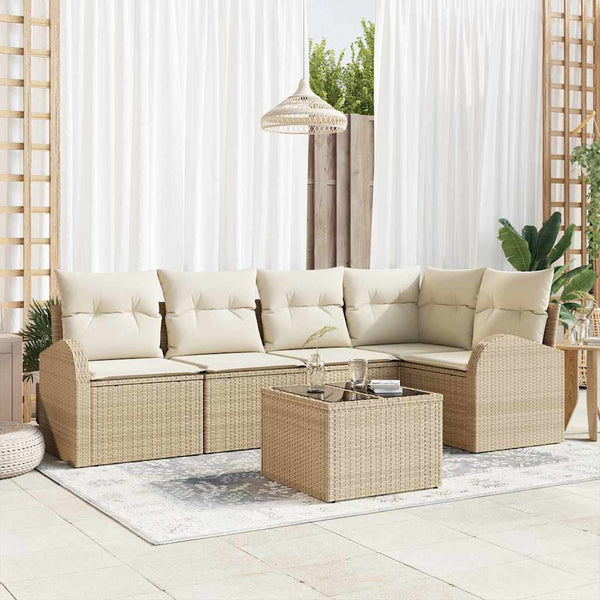 Tuin Sofa Set Met Kussen 5 Pcs Poly Riet
