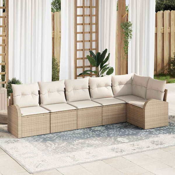 Tuin Sofa Set Met Kussen 6 Pcs Poly Riet