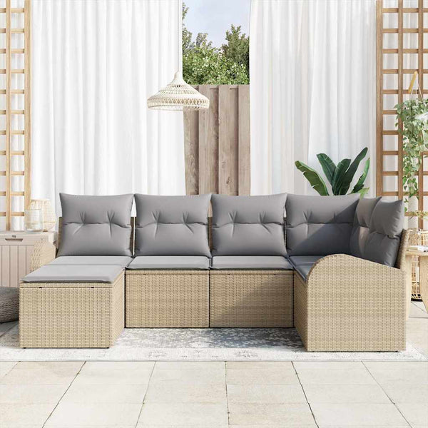 Tuin Sofa Set Met Kussen 6 Pcs Poly Riet