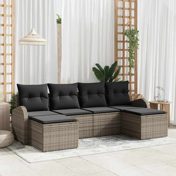 Tuin Sofa Set Met Kussen 6 Pcs Poly Riet
