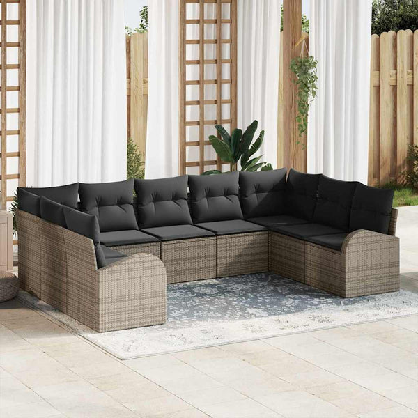 Tuin Sofa Set Met Kussen 9 Pcs Poly Riet