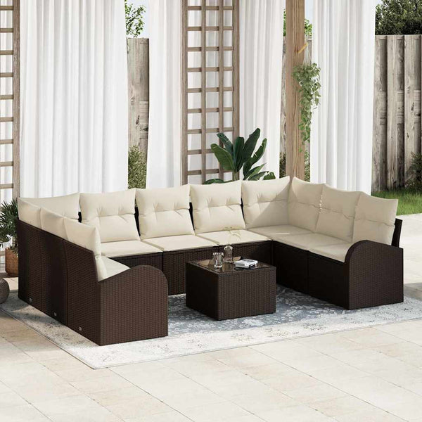 Tuin Sofa Set Met Kussen 9 Pcs Poly Riet